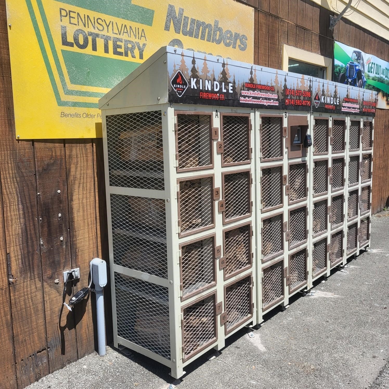 Kindle Firewood vending machine in Elderton, Pennsylvania