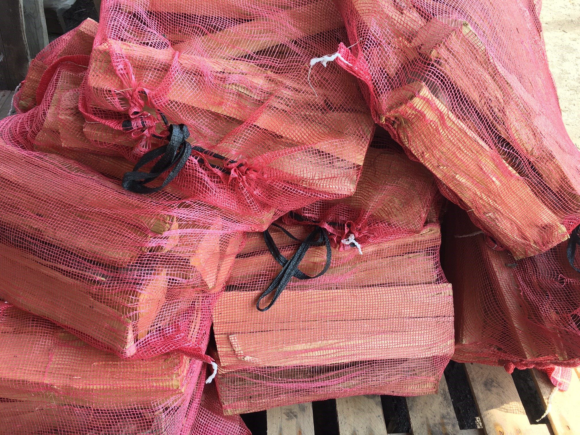 Bagged firewood bundles
